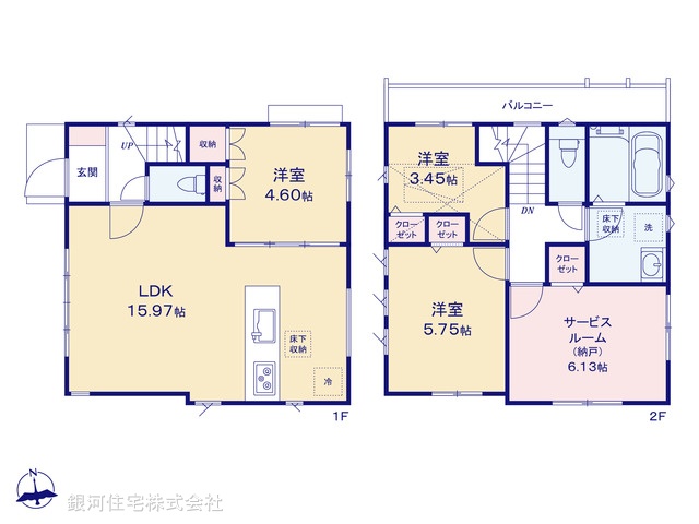 G00388217 千葉県市川市菅野２丁目 新築一戸建て 5780万円【間取図】