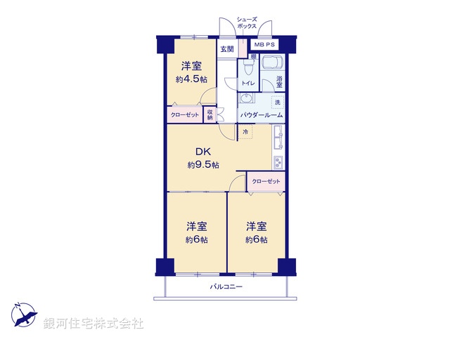 G00388490 神奈川県横浜市神奈川区神之木町 中古マンション 2580万円【間取図】