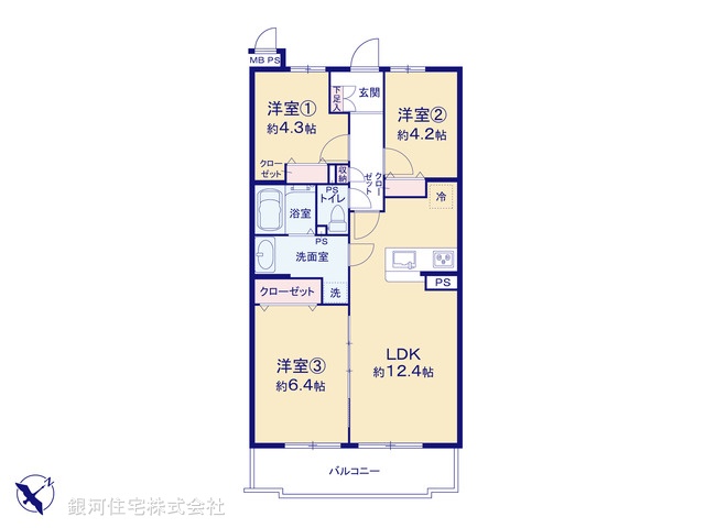 G00388494 埼玉県越谷市大字大房 中古マンション 1999万円【間取図】