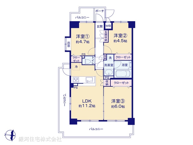 G00388495 神奈川県厚木市妻田東１丁目 中古マンション 2090万円【間取図】
