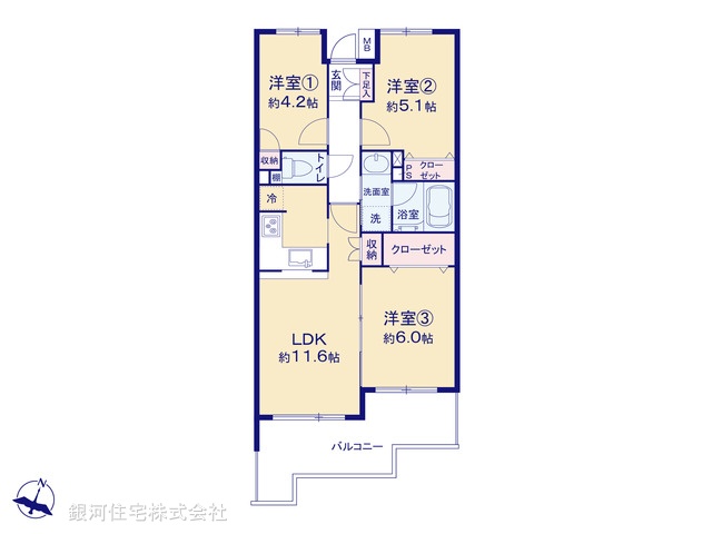 G00388497 神奈川県横浜市戸塚区前田町 中古マンション 3080万円【間取図】