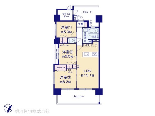 G00388700 東京都大田区大森南２丁目 中古マンション 6190万円【間取図】