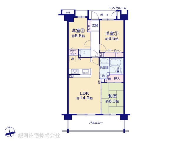 G00388741 千葉県柏市花野井 中古マンション 4899万円【間取図】