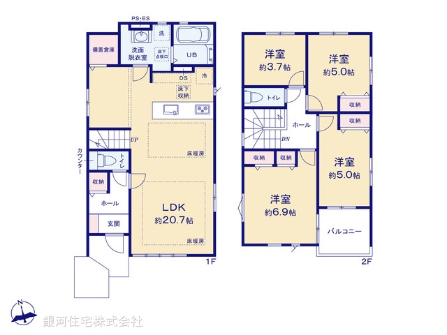 G00388815 東京都西東京市向台町６丁目 新築一戸建て 6799万円【間取図】