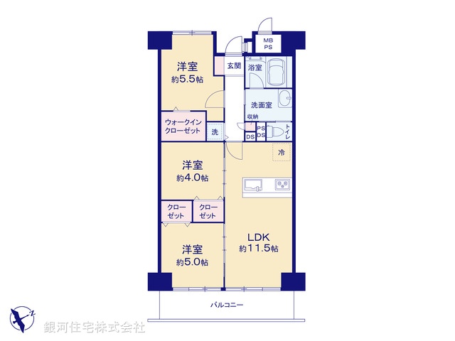 G00388898 神奈川県横浜市磯子区森１丁目 中古マンション 2680万円【間取図】