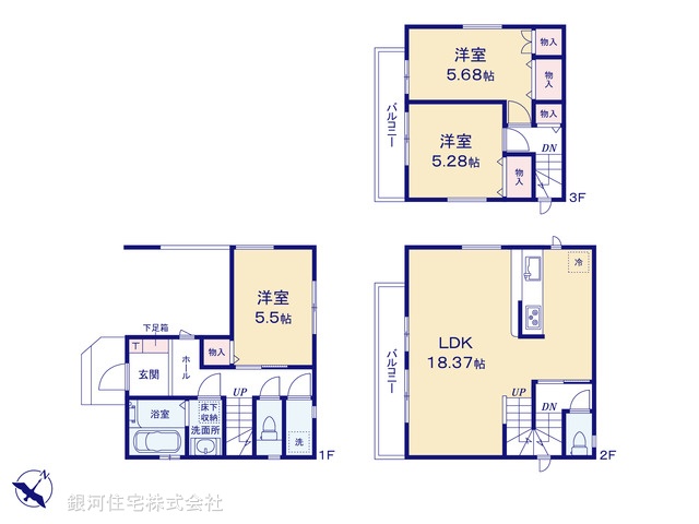 G00389046 東京都足立区古千谷本町３丁目 新築一戸建て 4198万円【間取図】
