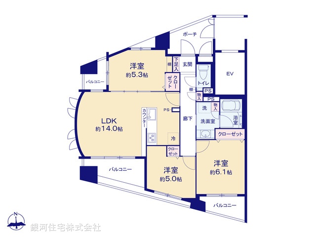 G00389093 東京都多摩市関戸５丁目 中古マンション 4399万円【間取図】