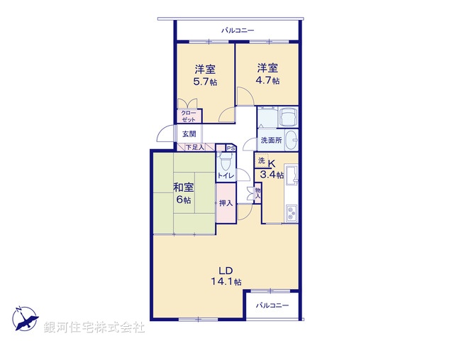 G00389128 千葉県船橋市印内２丁目 中古マンション 3380万円【間取図】
