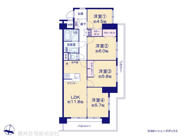 G00389138 東京都葛飾区水元２丁目 中古マンション 2980万円【間取図】