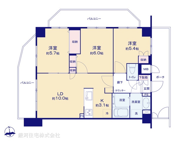 G00389203 東京都足立区足立３丁目 中古マンション 4480万円【間取図】