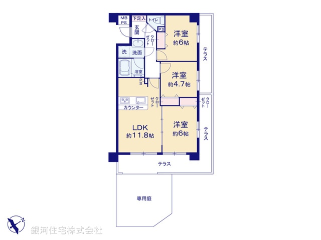 G00389260 東京都練馬区大泉町４丁目 中古マンション 3998万円【間取図】