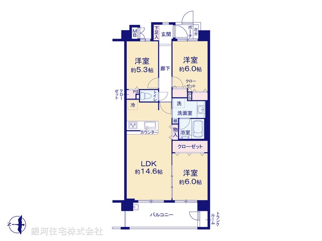 G00389302 千葉県市川市田尻４丁目 中古マンション 4699万円【間取図】
