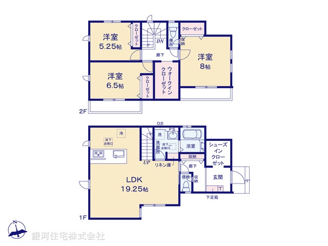 G00389323 東京都世田谷区喜多見１丁目 新築一戸建て 7480万円【間取図】