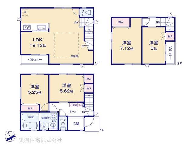 G00389351 千葉県船橋市海神３丁目 新築一戸建て 5498万円【間取図】