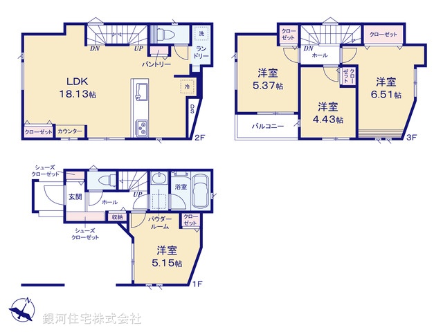 G00389396 神奈川県横浜市緑区鴨居２丁目 新築一戸建て 4980万円【間取図】