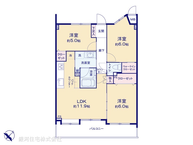 G00389420 東京都大田区鵜の木３丁目 中古マンション 6599万円【間取図】
