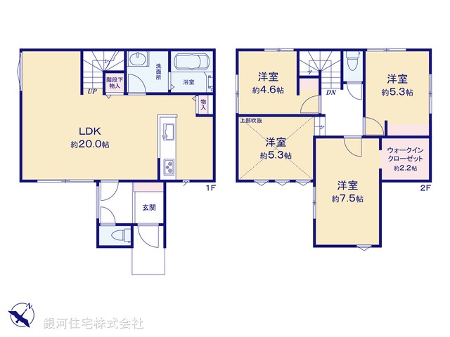G00389546 神奈川県高座郡寒川町大曲３丁目 新築一戸建て 4380万円【間取図】