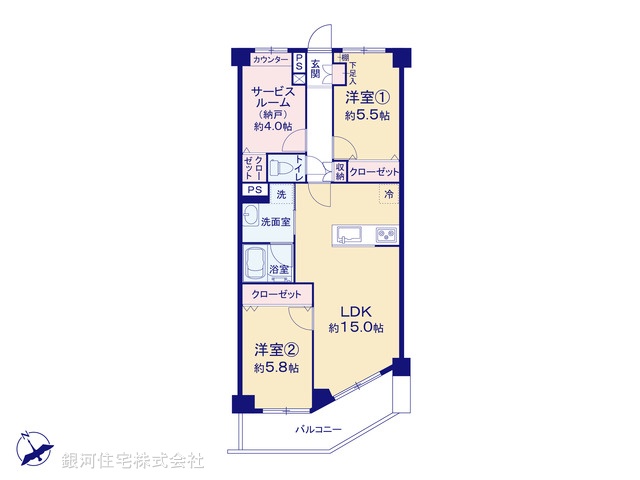 G00389563 東京都江東区東砂６丁目 中古マンション 3990万円【間取図】