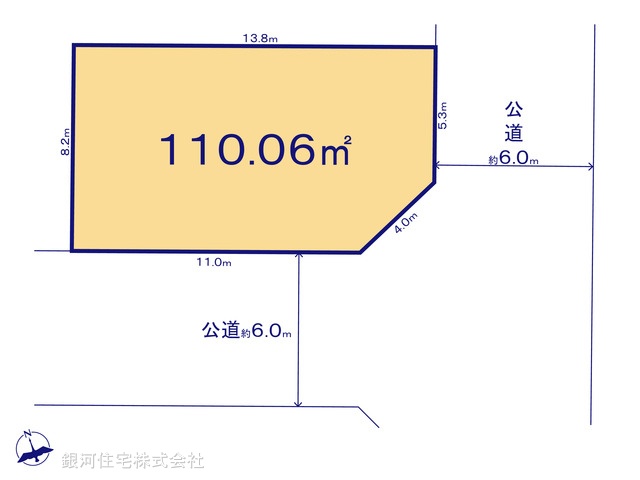 G00389643 東京都小平市上水新町１丁目 土地 4298万円【区画図】