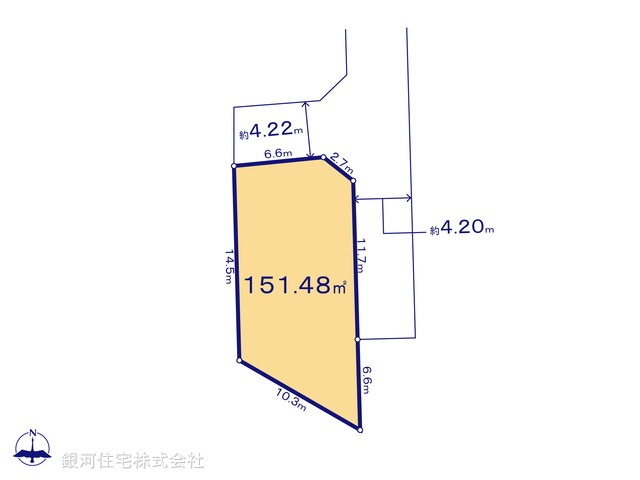 G00389650 神奈川県大和市下鶴間 土地(建築条件付土地) 4180万円【区画図】