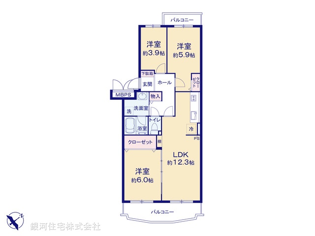 G00389651 千葉県浦安市猫実１丁目 中古マンション 3480万円【間取図】