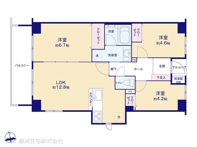 G00389724 千葉県船橋市行田町 中古マンション 3199万円【間取図】