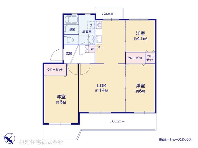 G00389726 神奈川県横浜市旭区東希望が丘 中古マンション 2190万円【間取図】