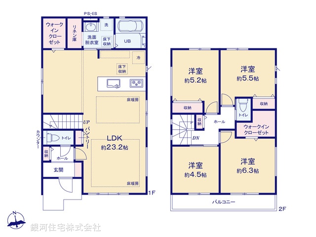 G00389950 千葉県松戸市西馬橋３丁目 新築一戸建て 5999万円【間取図】