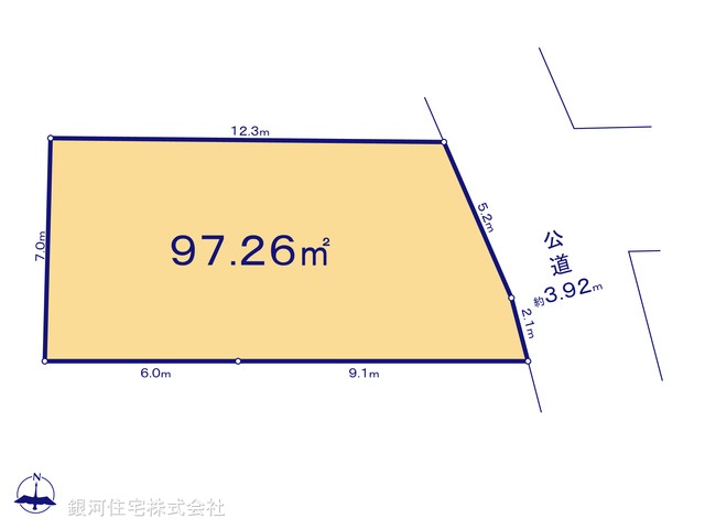 G00389975 東京都世田谷区上北沢１丁目 土地 9440万円【区画図】