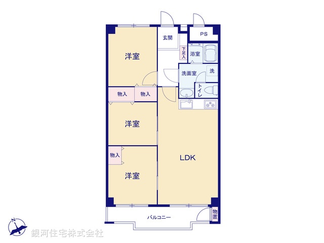 G00389995 神奈川県座間市入谷東２丁目 中古マンション 1490万円【間取図】