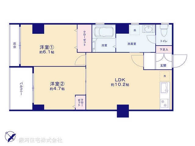 G00390032 東京都新宿区高田馬場２丁目 中古マンション 4990万円【間取図】