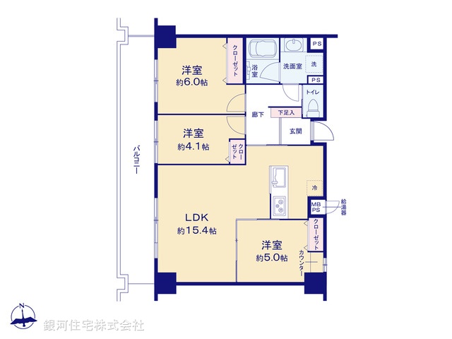 G00390068 神奈川県横浜市磯子区岡村３丁目 中古マンション 3599万円【間取図】