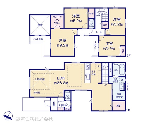 G00390135 神奈川県横浜市都筑区東山田１丁目 新築一戸建て 8699万円【間取図】