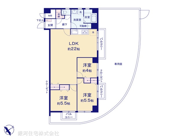 G00390154 千葉県市川市新井３丁目 中古マンション 3380万円【間取図】