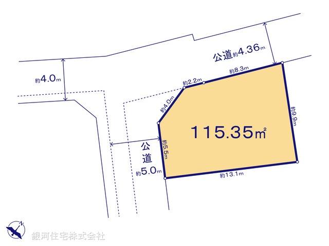 G00390271 東京都東村山市秋津町３丁目 土地 3680万円【区画図】