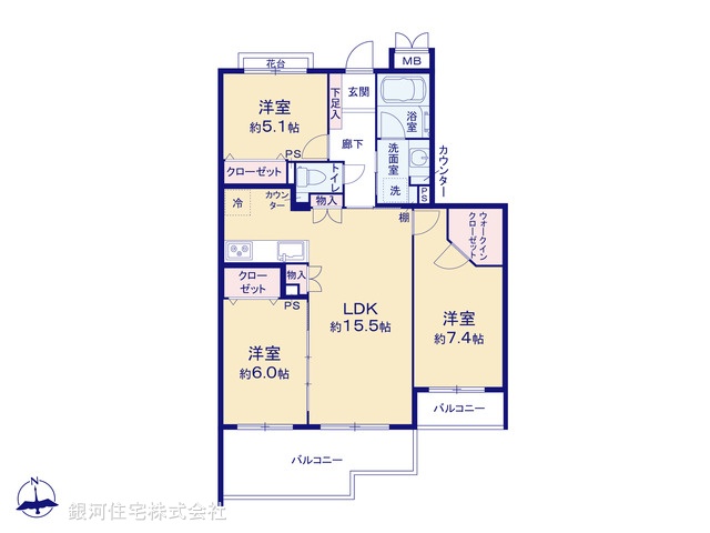 G00390438 神奈川県横浜市神奈川区神大寺２丁目 中古マンション 5999万円【間取図】