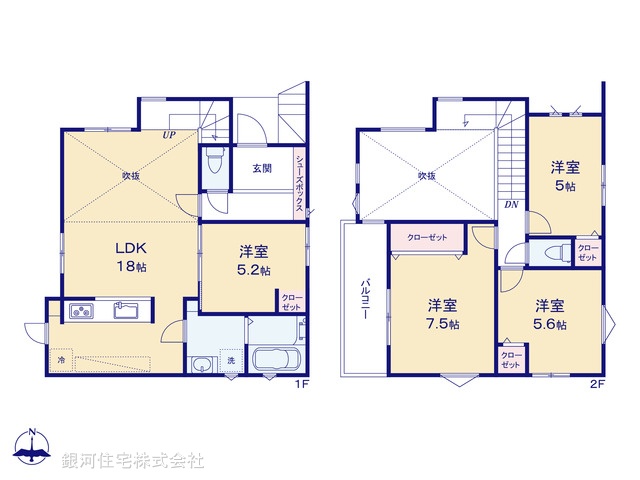 G00390640 千葉県市川市北方３丁目 新築一戸建て 5380万円【間取図】
