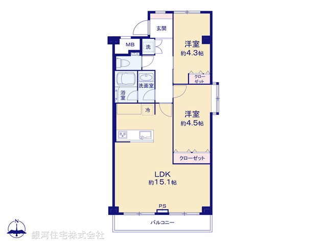 G00390681 神奈川県横浜市港北区仲手原２丁目 中古マンション 4180万円【間取図】