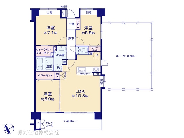 G00390720 東京都日野市落川 中古マンション 4399万円【間取図】