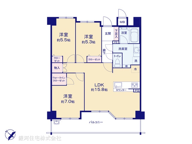G00390736 神奈川県横浜市都筑区高山 中古マンション 5599万円【間取図】