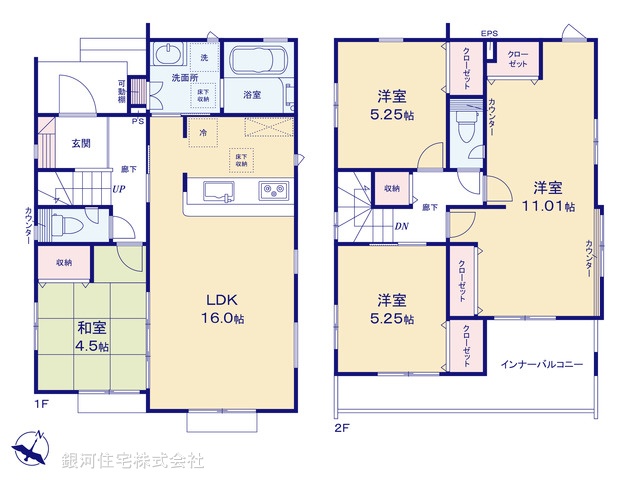 G00390821 埼玉県上尾市大字上 新築一戸建て 4498万円【間取図】