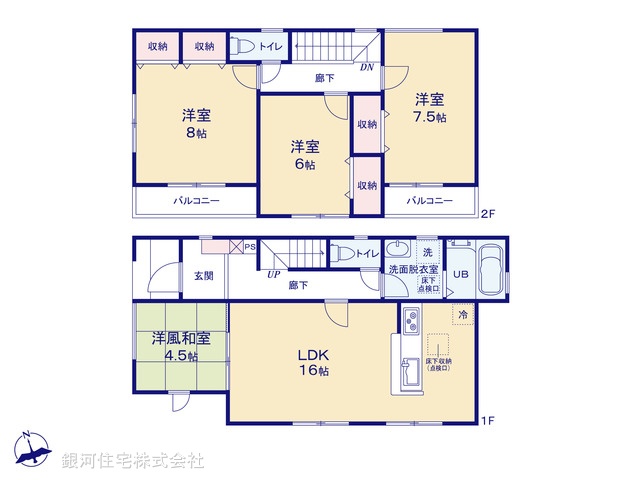 G00390846 千葉県鎌ヶ谷市鎌ヶ谷８丁目 新築一戸建て 3580万円【間取図】