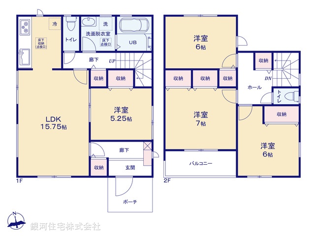 G00390848 千葉県鎌ヶ谷市鎌ヶ谷８丁目 新築一戸建て 3390万円【間取図】