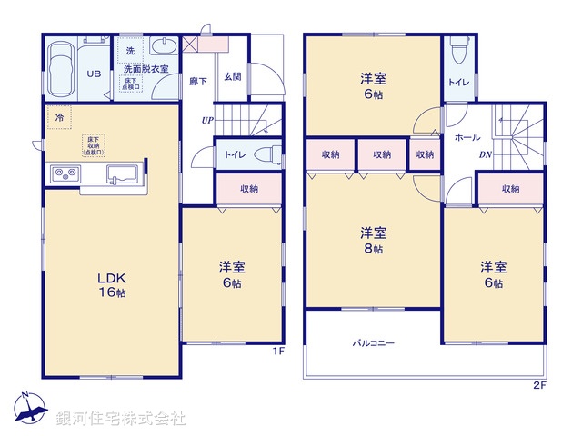 G00390849 千葉県鎌ヶ谷市鎌ヶ谷８丁目 新築一戸建て 3690万円【間取図】