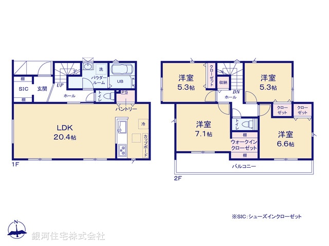 G00390875 神奈川県横浜市港南区上永谷５丁目 新築一戸建て 6690万円【間取図】