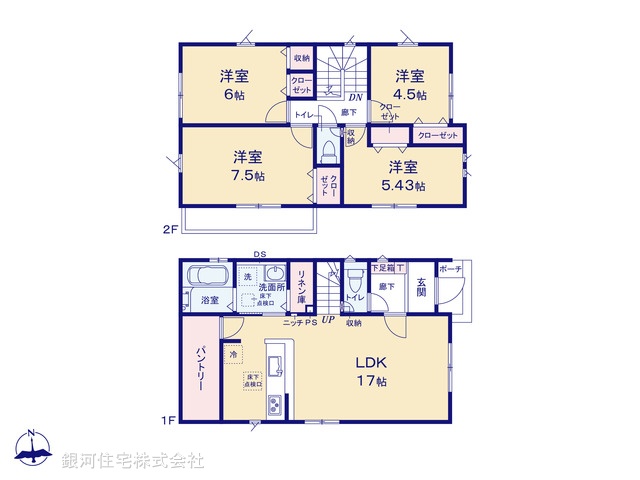 G00390968 神奈川県横浜市戸塚区東俣野町 新築一戸建て 4390万円【間取図】