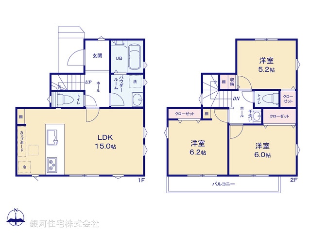 G00391092 東京都三鷹市上連雀８丁目 新築一戸建て 7690万円【間取図】