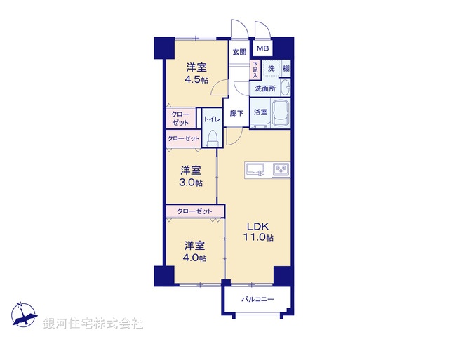 G00391116 東京都墨田区立花１丁目 中古マンション 4080万円【間取図】
