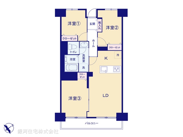 G00391314 神奈川県横浜市磯子区森１丁目 中古マンション 2799万円【間取図】
