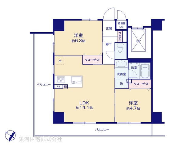 G00391394 神奈川県横浜市西区平沼２丁目 中古マンション 6099万円【間取図】